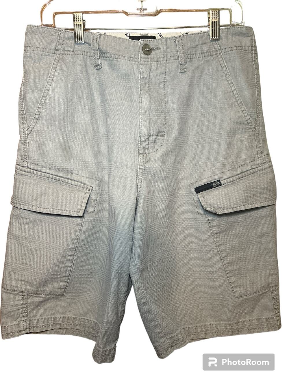 Vans Men's Gray Cargo Shorts Size 30 with Embroidery